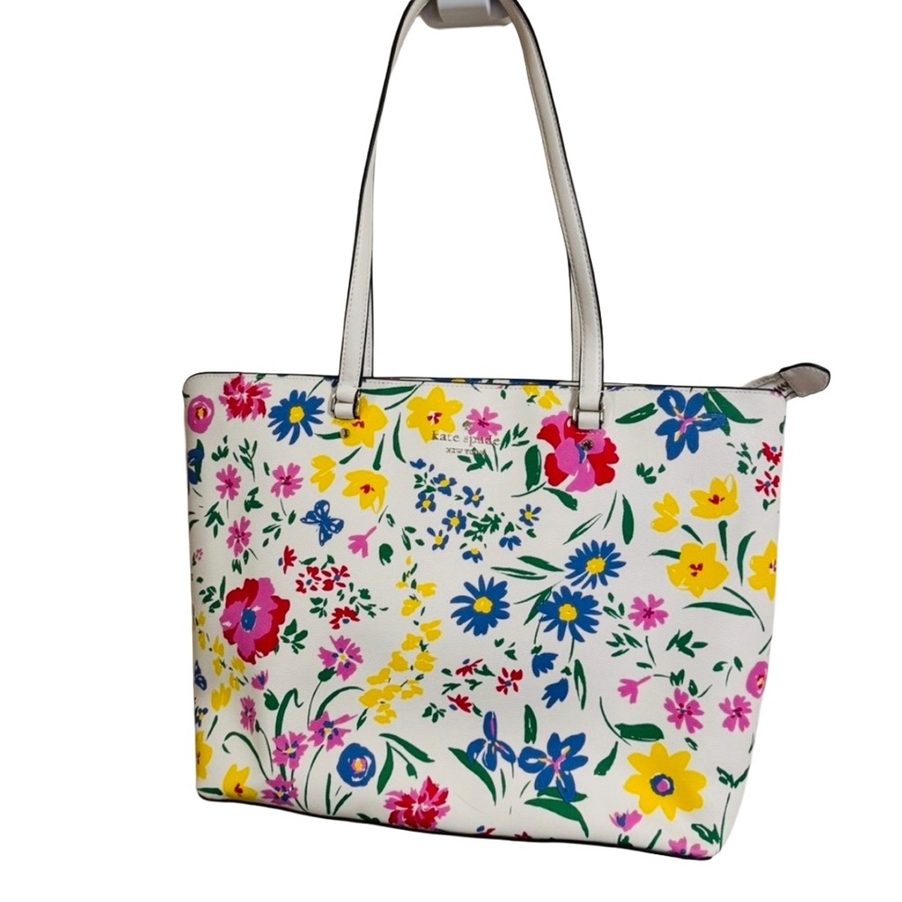 Kate Spade Garden Floral Tote Bag – Colorful Structured Shoulder Bag
